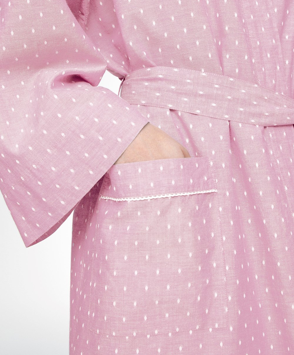 Oysho Plumeti Dressing Gown Mid-rosette | RTNM02681