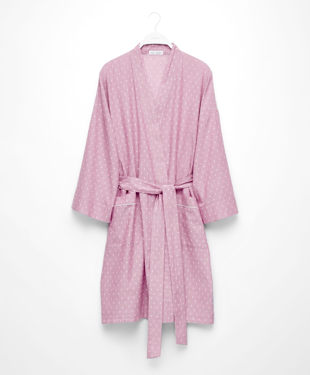 Oysho Plumeti Dressing Gown Mid-rosette | RTNM02681