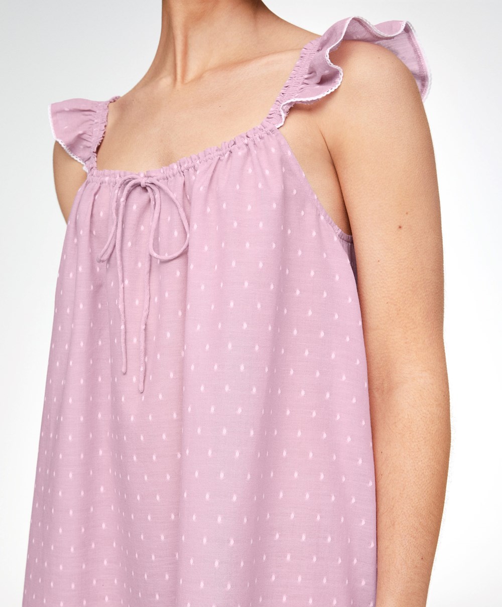 Oysho Plumeti Kort Nightdress Mid-rosette | PZIK19476