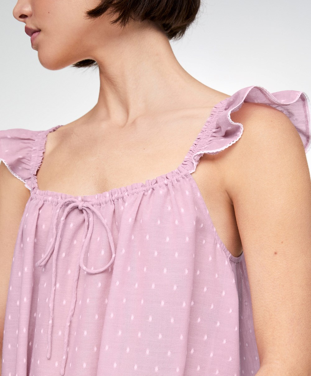 Oysho Plumeti Kort Nightdress Mid-rosette | PZIK19476