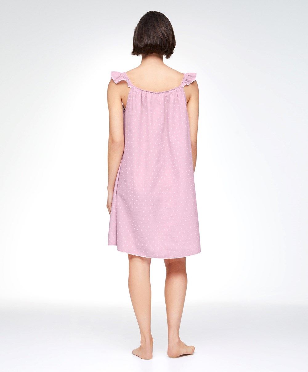 Oysho Plumeti Kort Nightdress Mid-rosette | PZIK19476