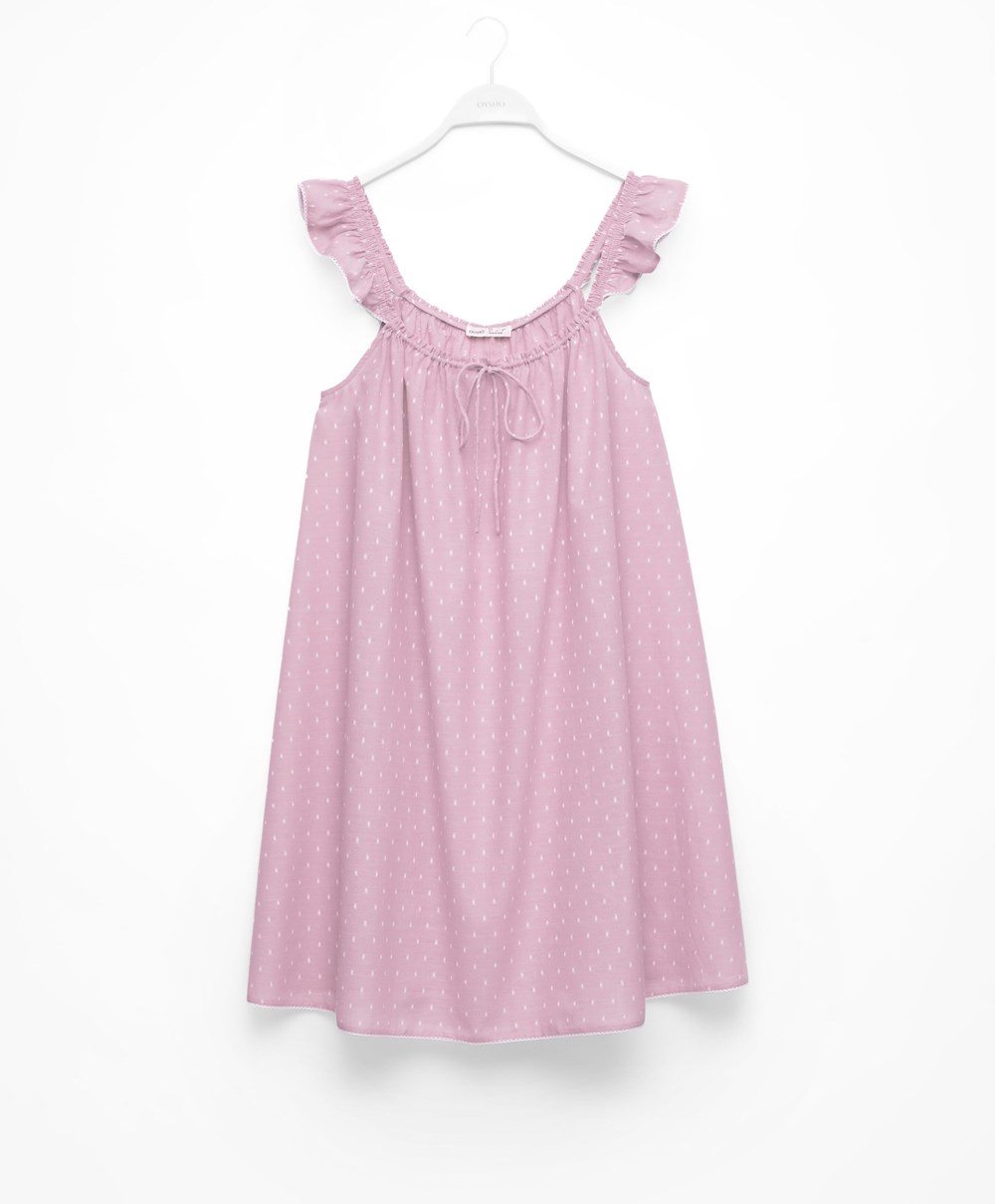 Oysho Plumeti Kort Nightdress Mid-rosette | PZIK19476