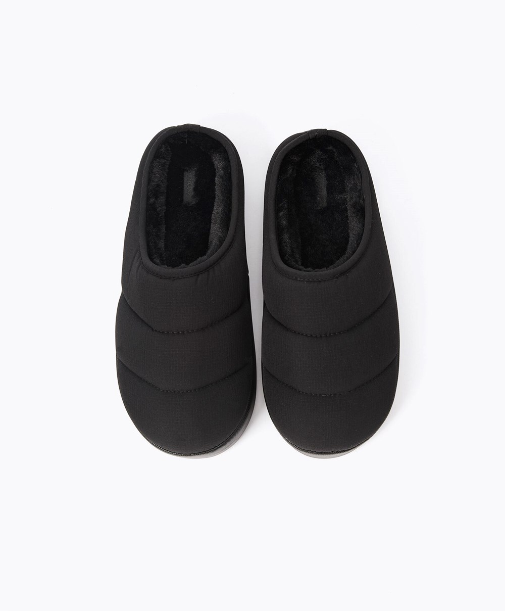 Oysho Polstret Nylon Slippers Svarte | BIMG63842