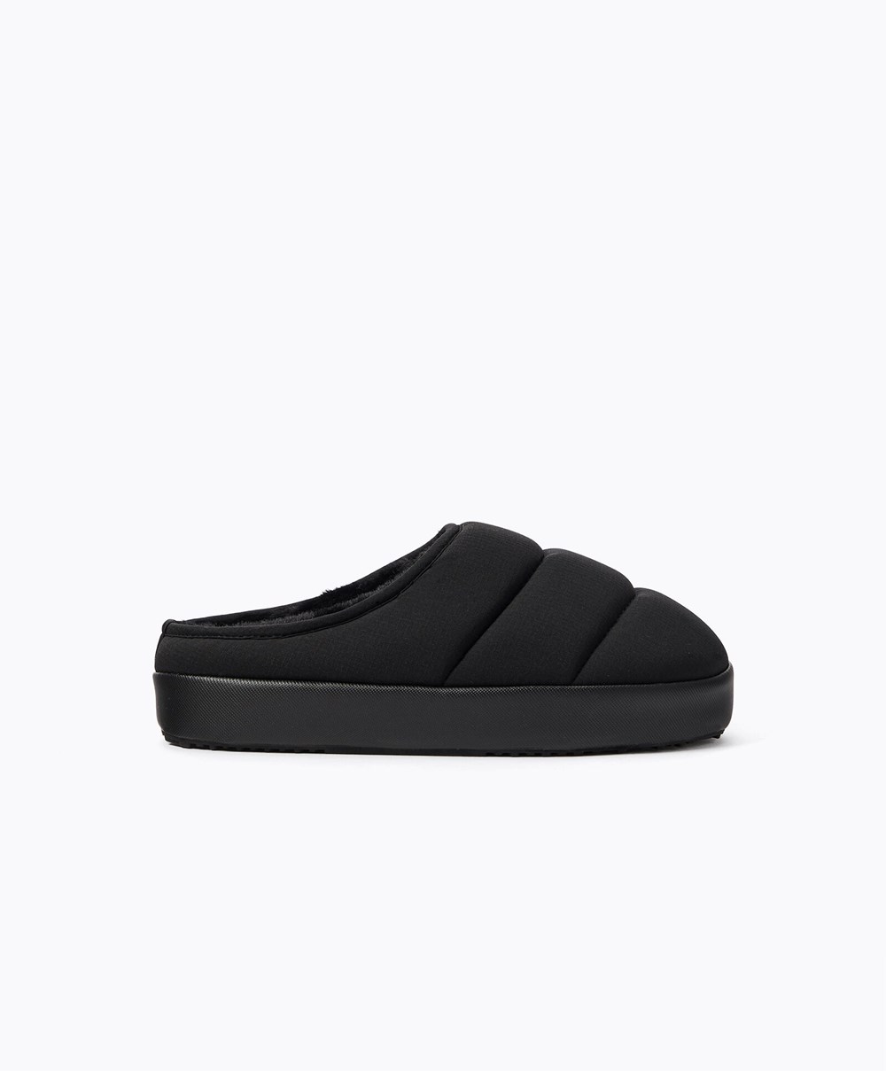 Oysho Polstret Nylon Slippers Svarte | BIMG63842