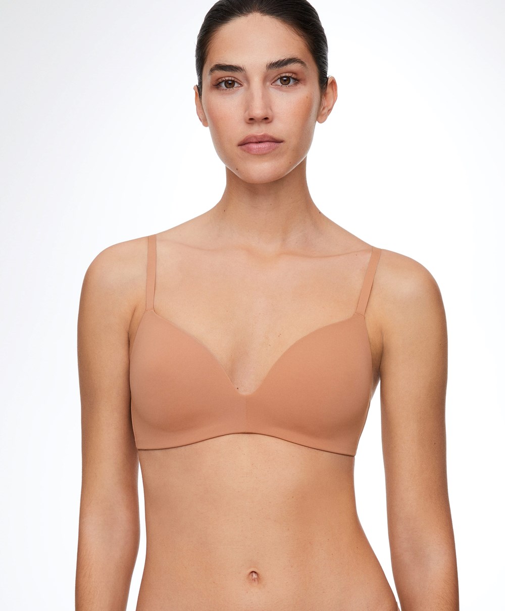 Oysho Polyamide Full Triangle Bra Tan | DYXV62475