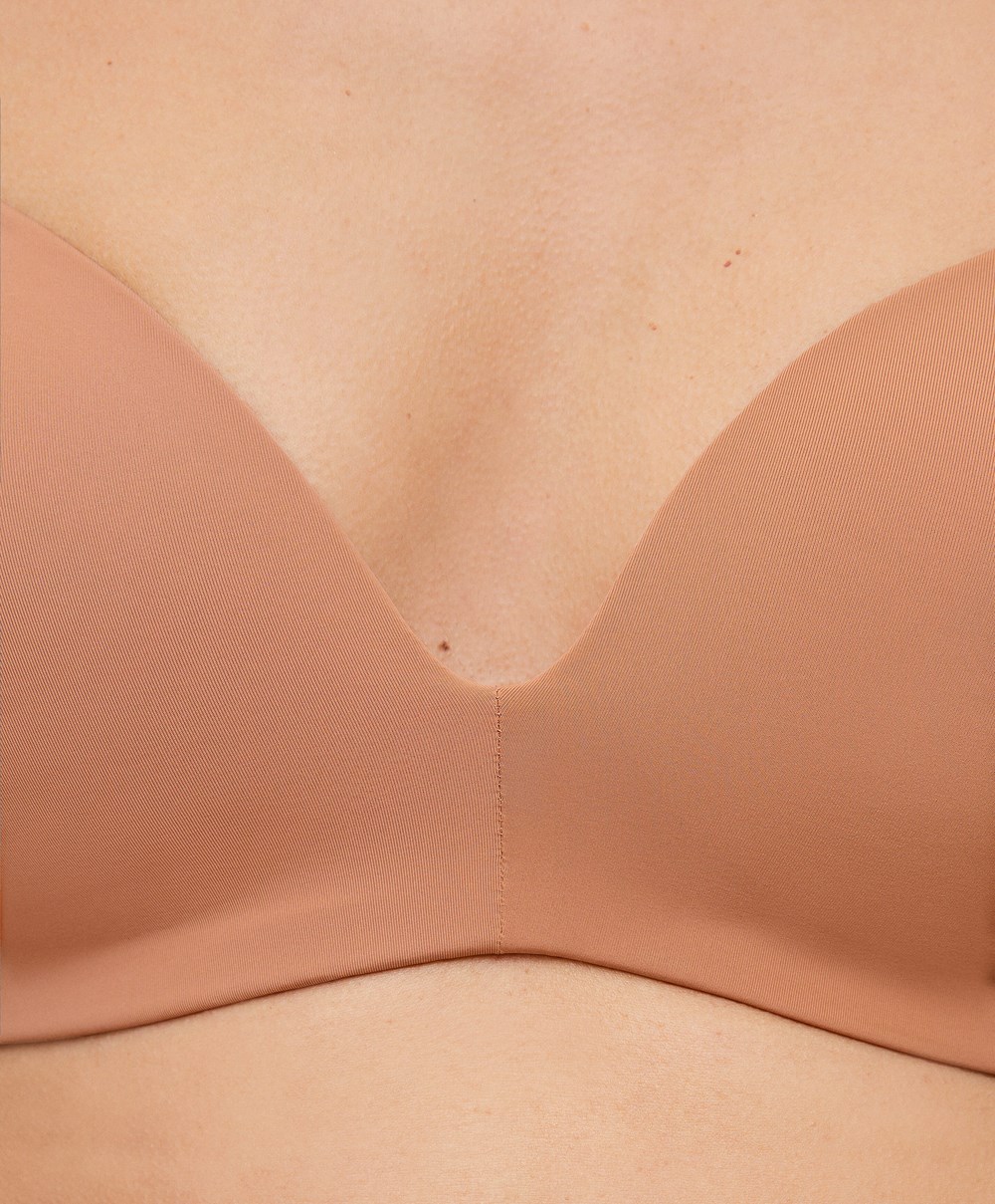 Oysho Polyamide Full Triangle Bra Tan | DYXV62475