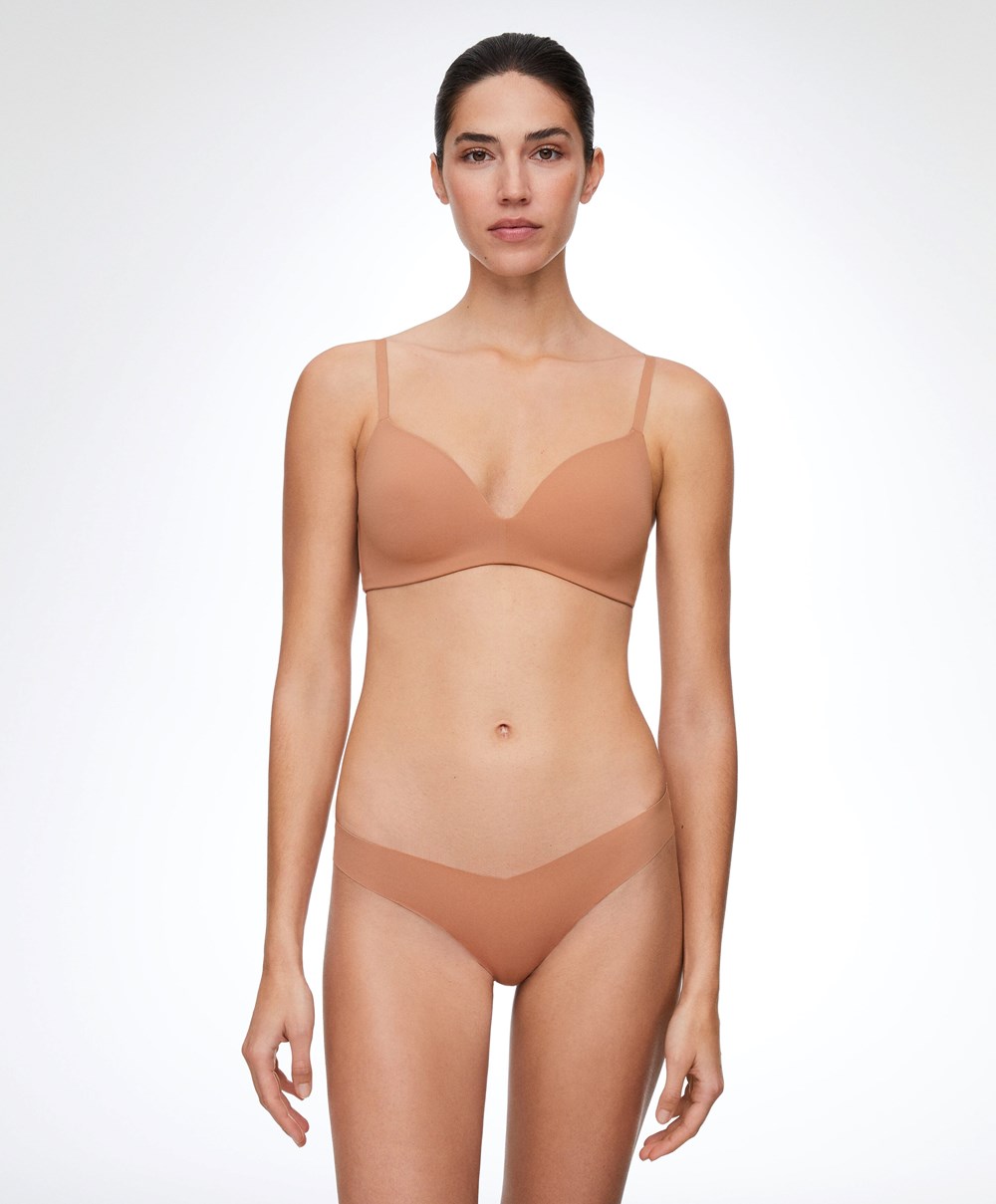 Oysho Polyamide Full Triangle Bra Tan | DYXV62475