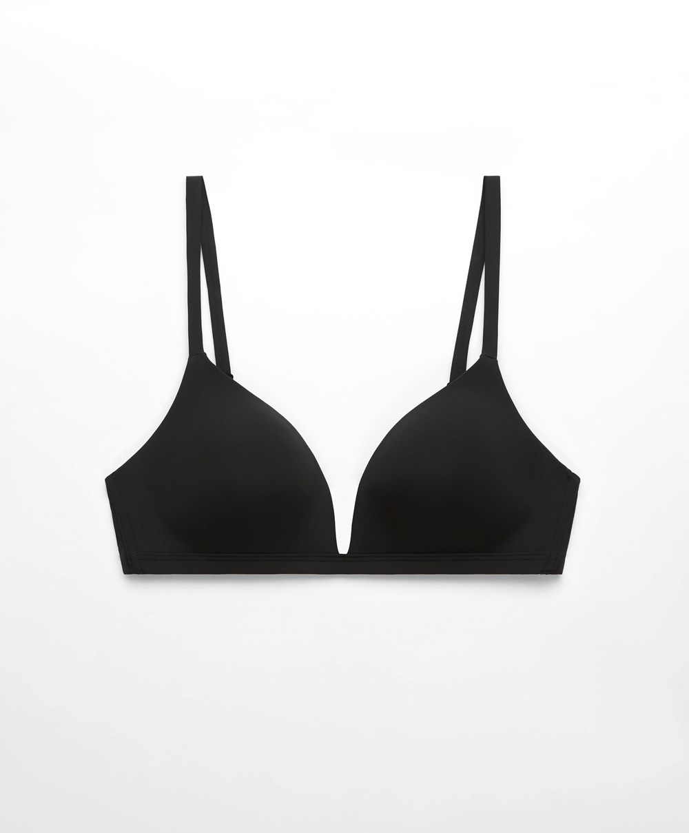 Oysho Polyamide Low-cut Triangle Bra Svarte | EOFB62871