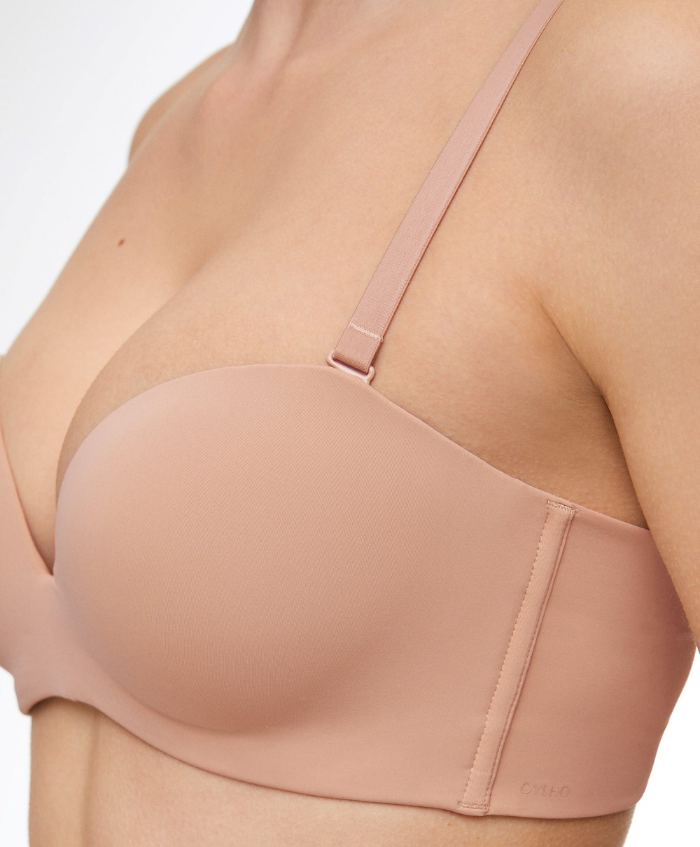 Oysho Polyamide Push-up Bandeau Bra Beige | EWOM39201