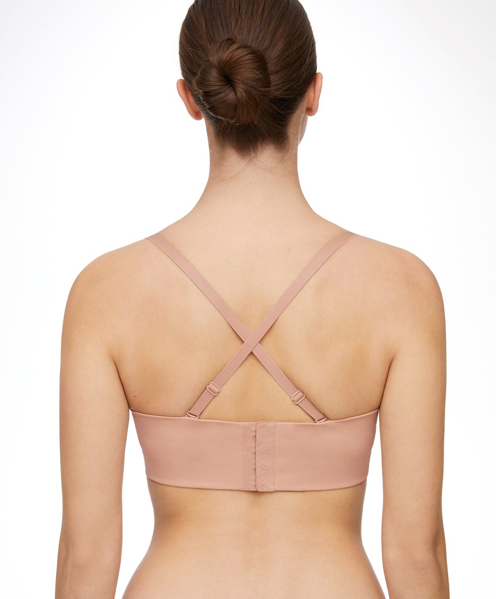 Oysho Polyamide Push-up Bandeau Bra Beige | EWOM39201