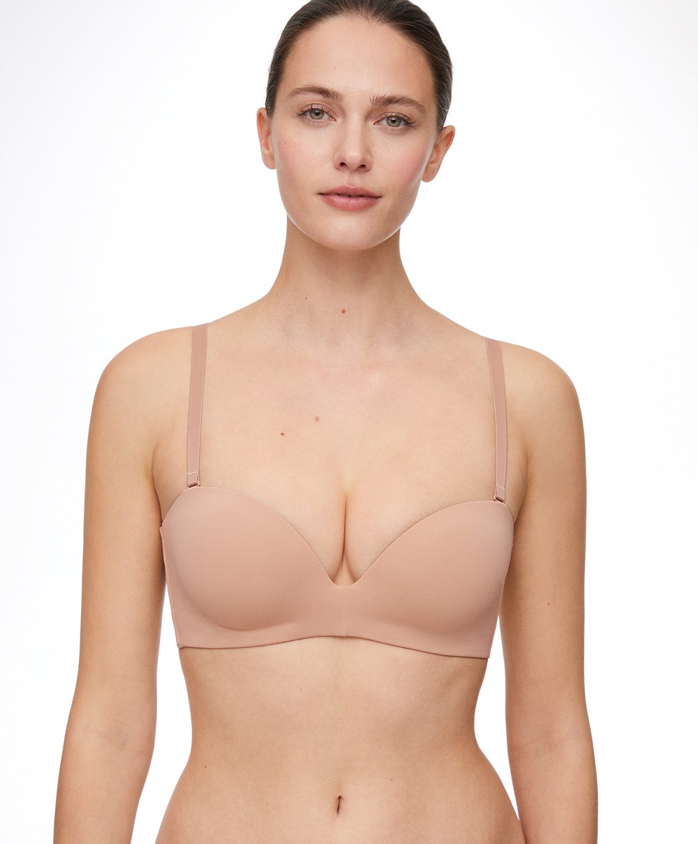 Oysho Polyamide Push-up Bandeau Bra Beige | EWOM39201