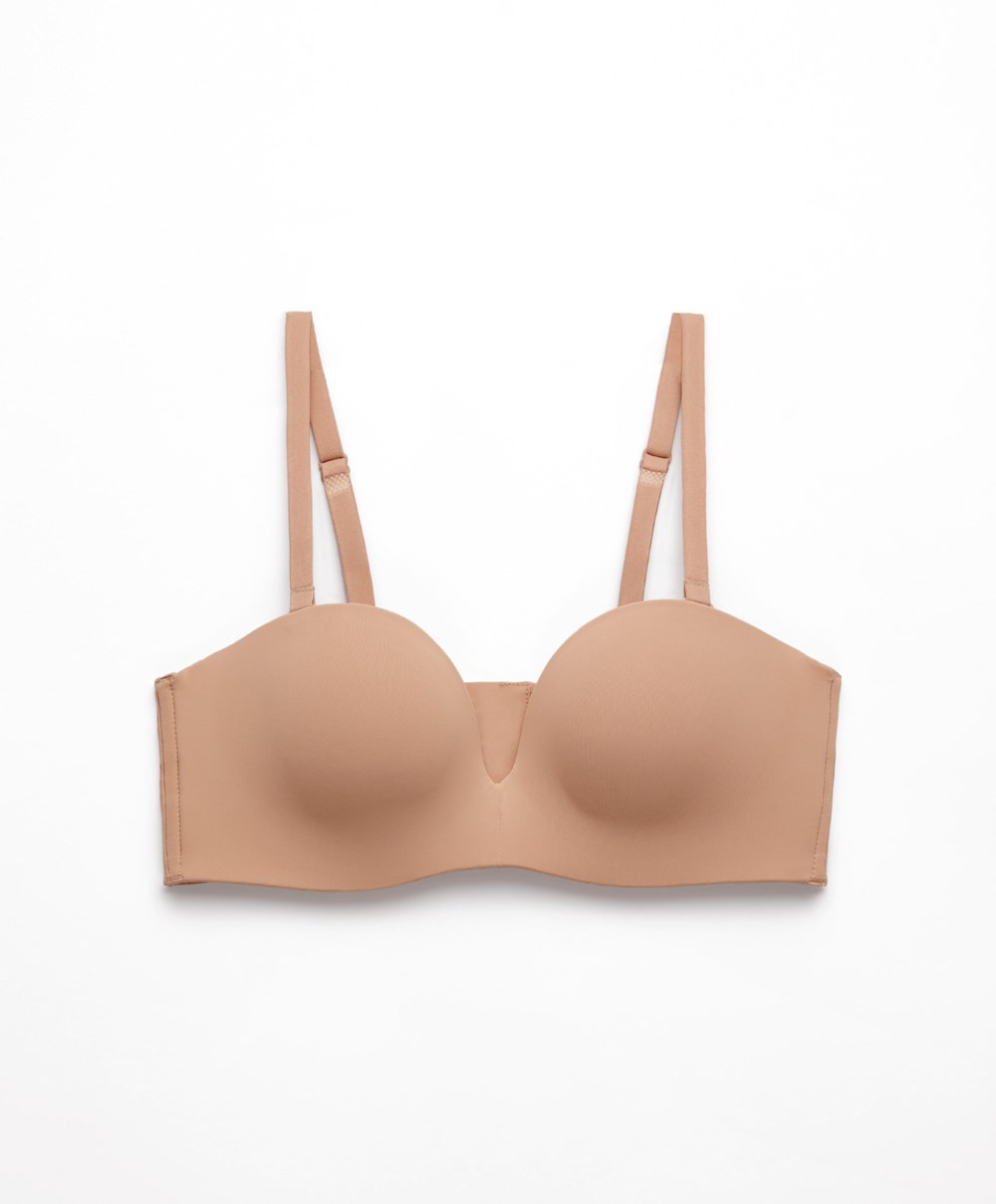 Oysho Polyamide Push-up Bandeau Bra Beige | EWOM39201