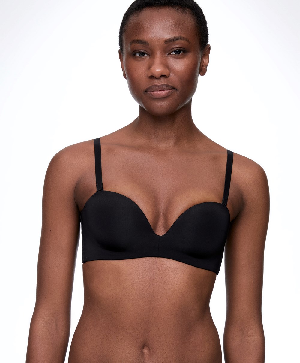 Oysho Polyamide Push-up Bandeau Bra Svarte | YBEA61037