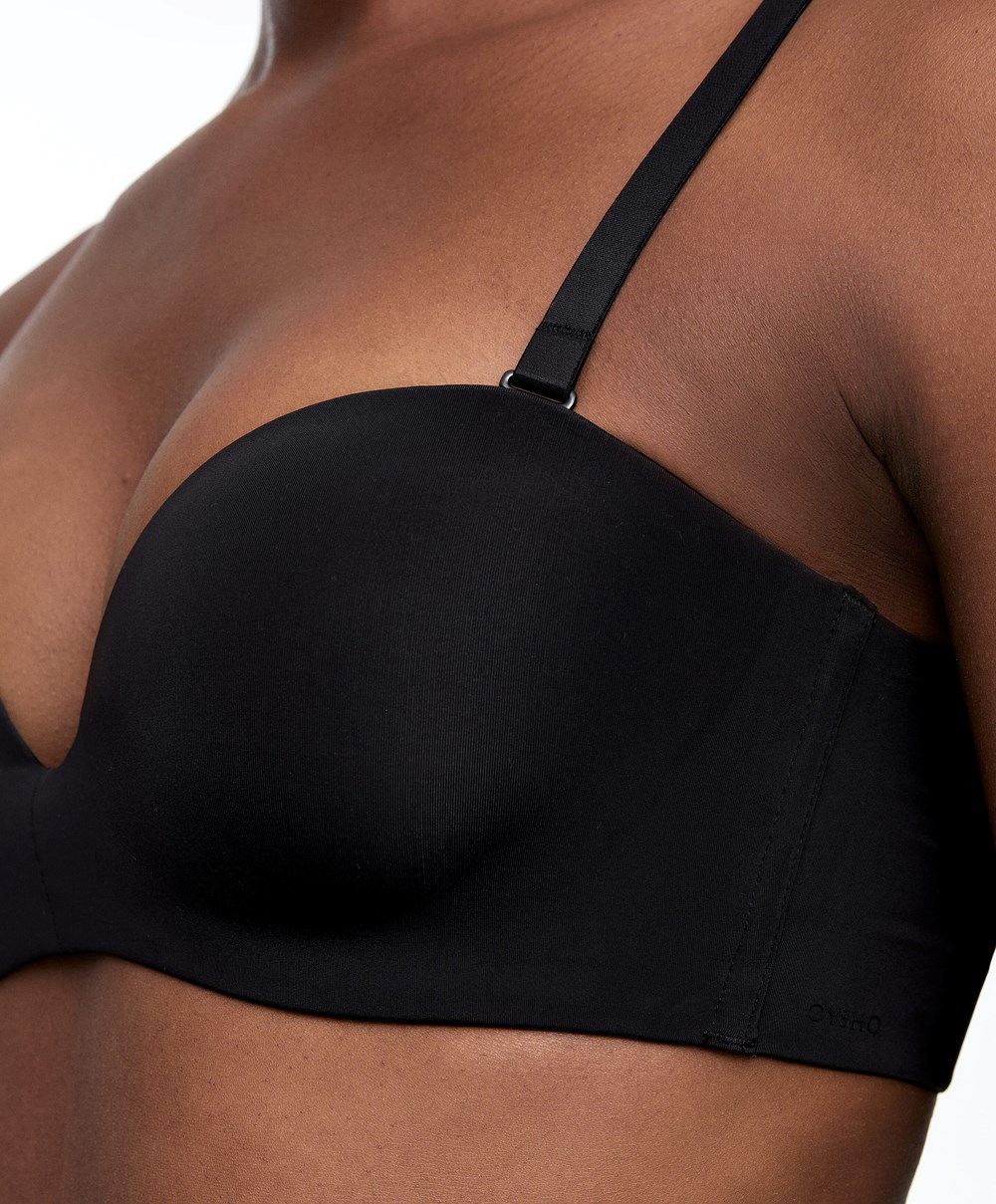 Oysho Polyamide Push-up Bandeau Bra Svarte | YBEA61037