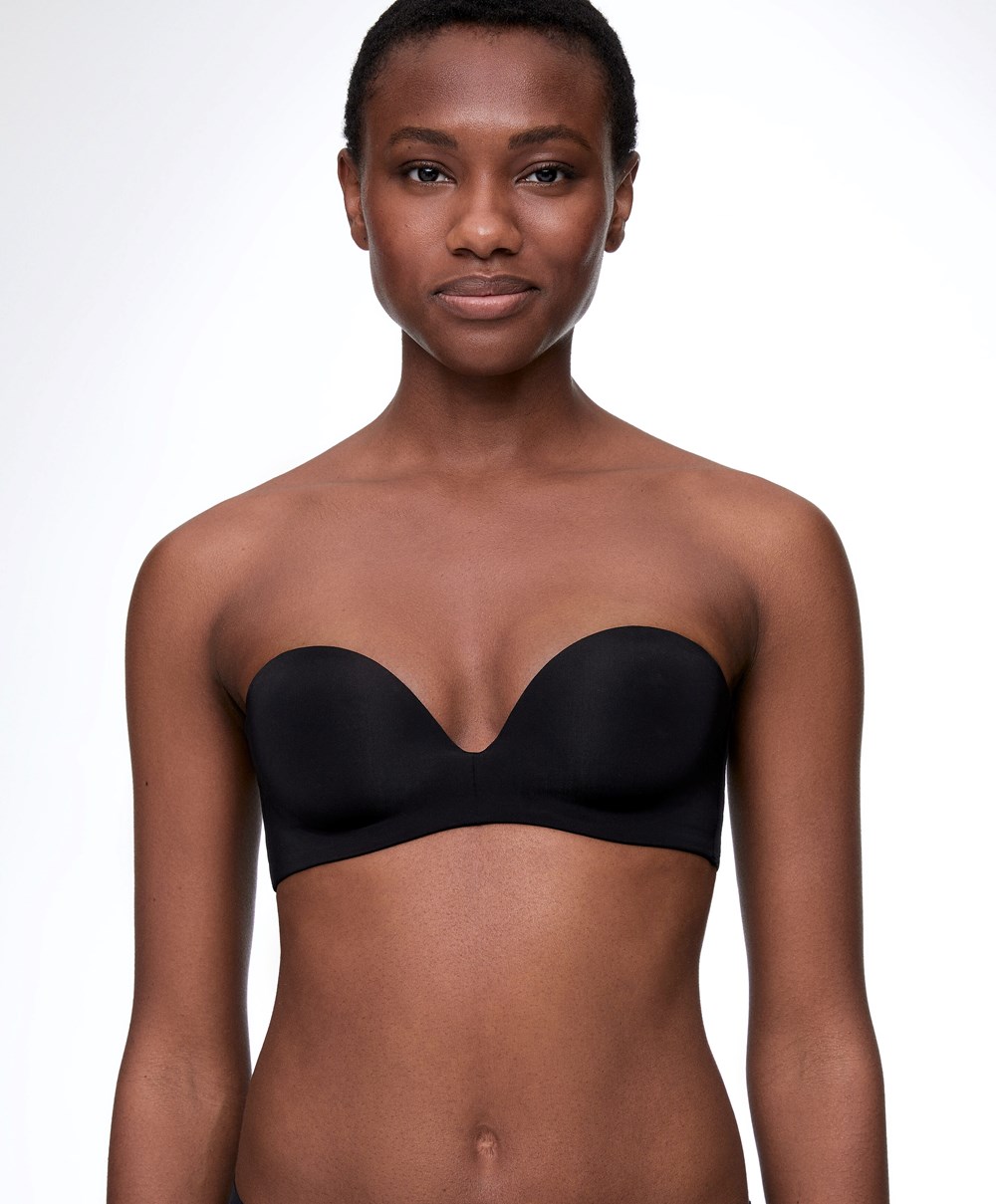 Oysho Polyamide Push-up Bandeau Bra Svarte | YBEA61037