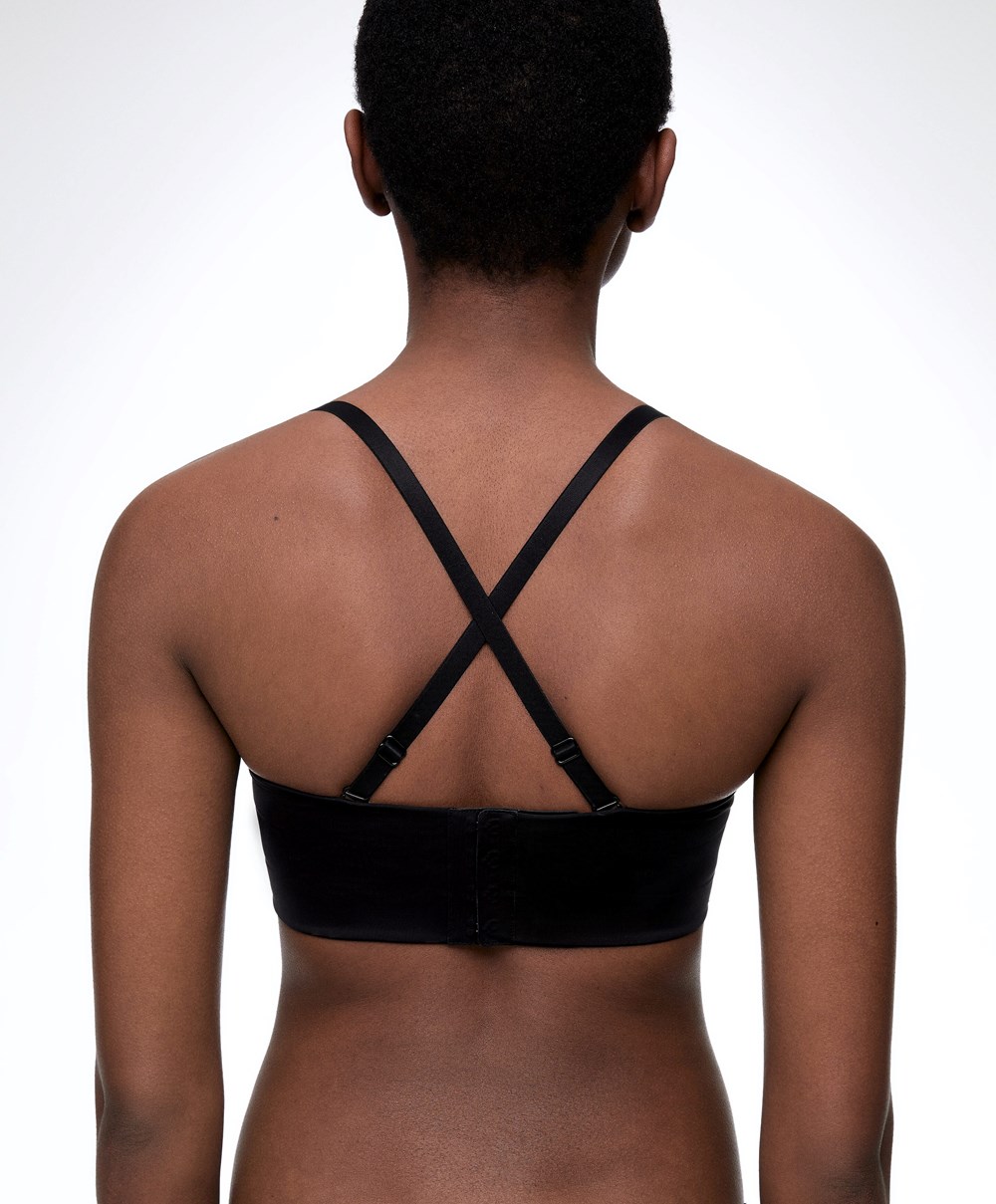 Oysho Polyamide Push-up Bandeau Bra Svarte | YBEA61037