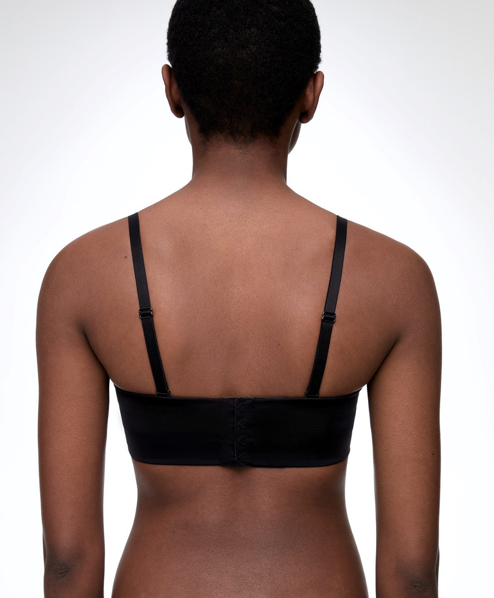 Oysho Polyamide Push-up Bandeau Bra Svarte | YBEA61037