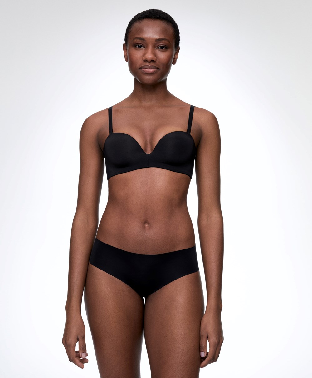 Oysho Polyamide Push-up Bandeau Bra Svarte | YBEA61037