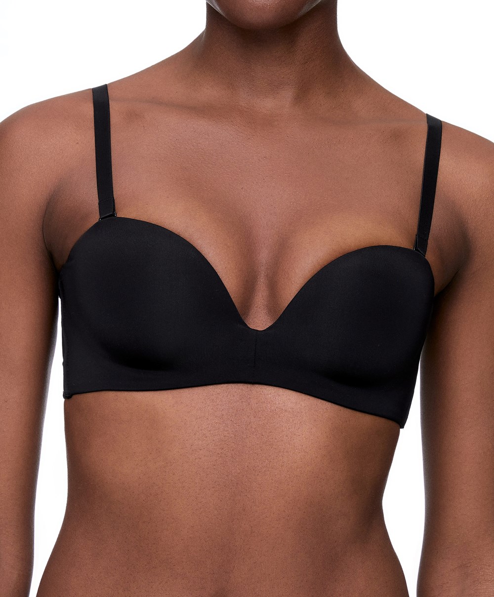 Oysho Polyamide Push-up Bandeau Bra Svarte | YBEA61037