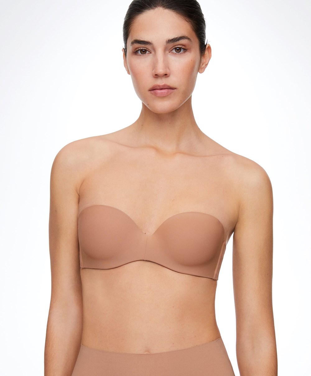 Oysho Polyamide Push-up Bra With Removable Straps Tan | AZEF71980