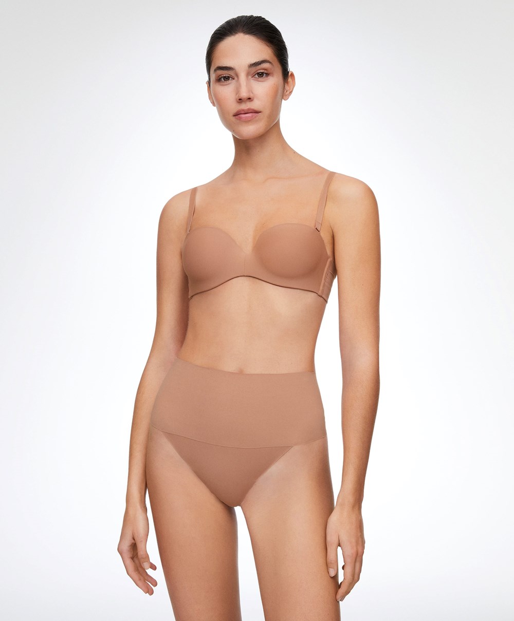 Oysho Polyamide Push-up Bra With Removable Straps Tan | AZEF71980