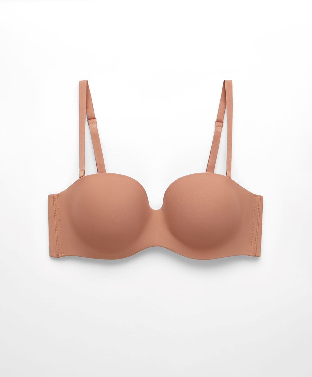 Oysho Polyamide Push-up Bra With Removable Straps Tan | AZEF71980