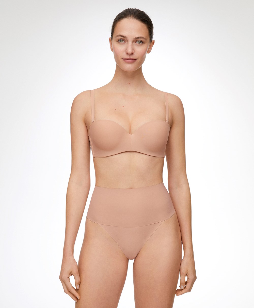 Oysho Polyamide Push-up Bra With Removable Straps Beige | ZRQV58479