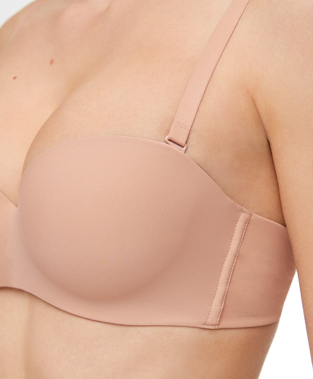 Oysho Polyamide Push-up Bra With Removable Straps Beige | ZRQV58479