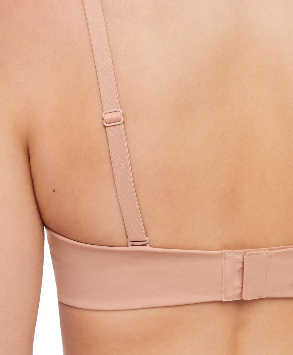 Oysho Polyamide Push-up Bra With Removable Straps Beige | ZRQV58479