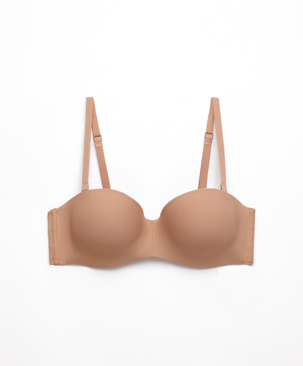 Oysho Polyamide Push-up Bra With Removable Straps Beige | ZRQV58479