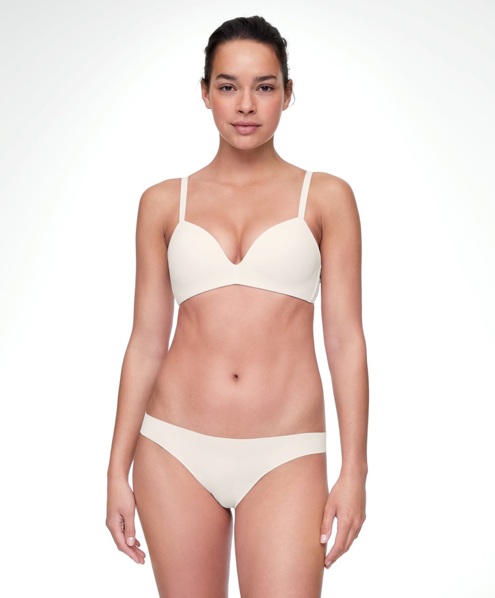 Oysho Polyamide Push-up Triangle Bra Pale Ecru | DICZ23069