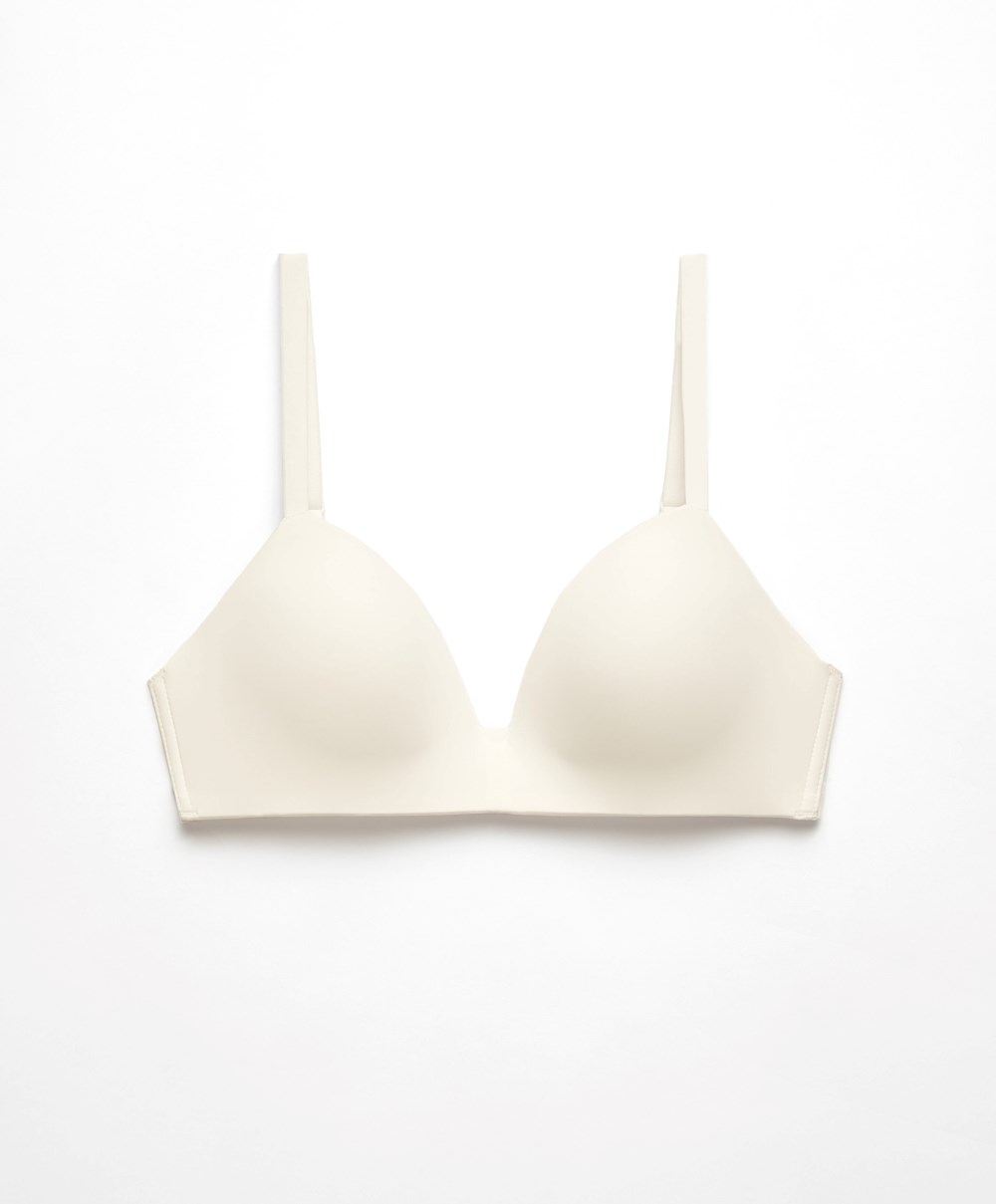 Oysho Polyamide Push-up Triangle Bra Pale Ecru | DICZ23069