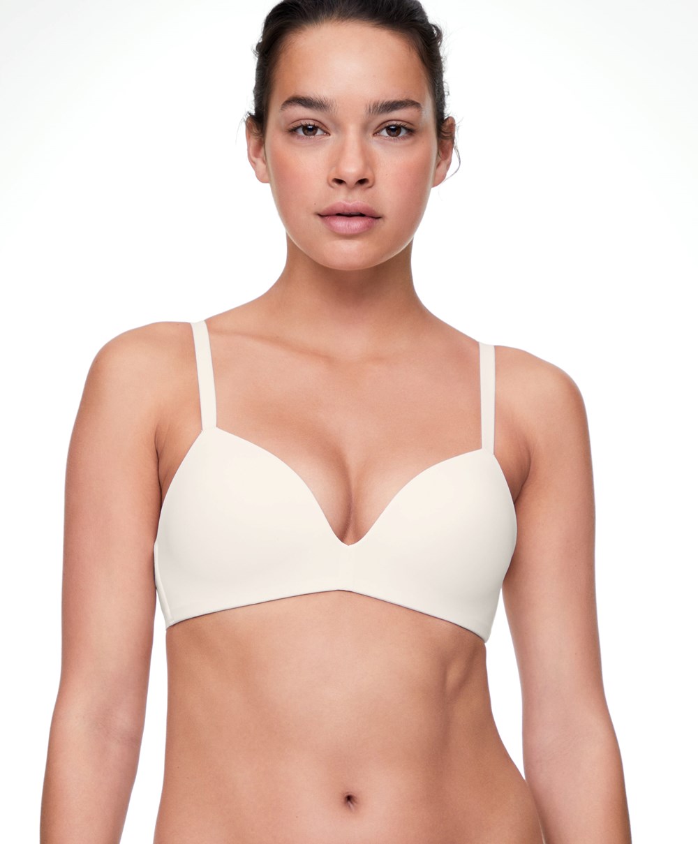 Oysho Polyamide Push-up Triangle Bra Pale Ecru | DICZ23069