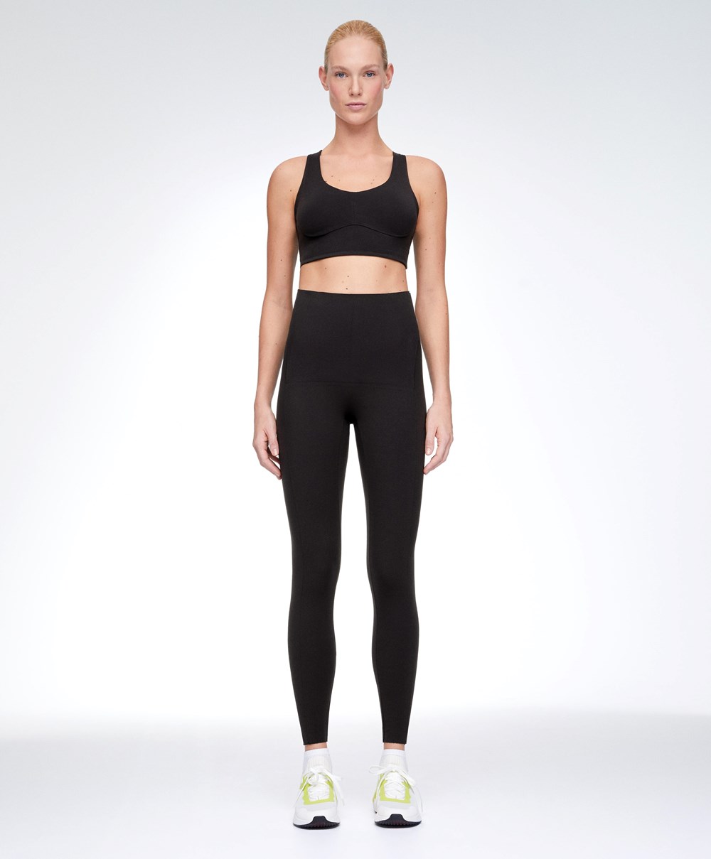 Oysho Post-partum 65cm Compressive Leggings Svarte | KQSL25769