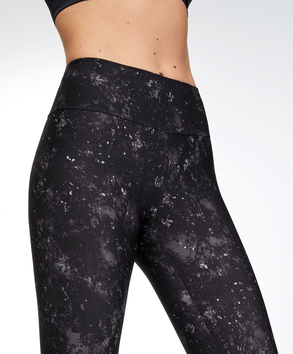 Oysho Print 65cm Ankle-length Leggings Svarte | WUIX04857