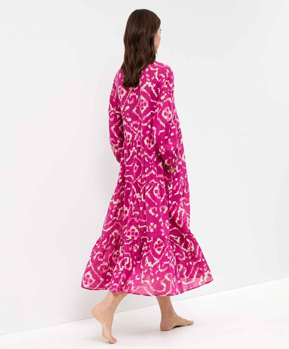 Oysho Printed 100% Bomull Tunic Kjoler Bougainvillea | BNUD74895