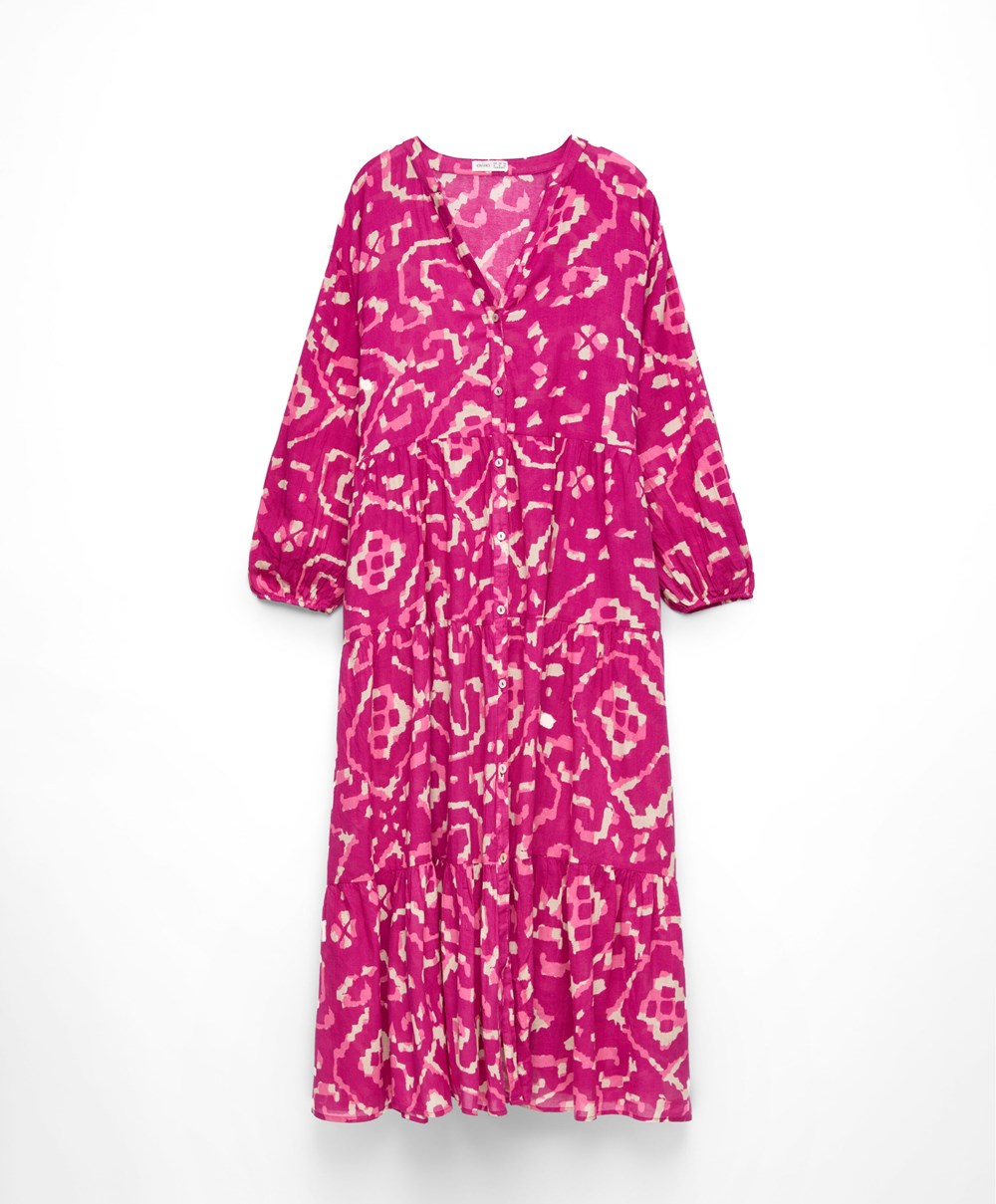 Oysho Printed 100% Bomull Tunic Kjoler Bougainvillea | BNUD74895