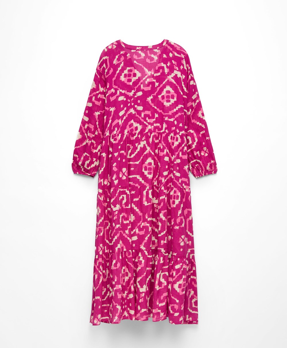 Oysho Printed 100% Bomull Tunic Kjoler Bougainvillea | BNUD74895