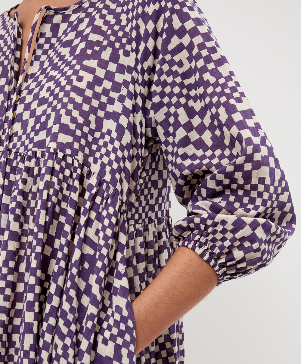 Oysho Printed 100% Bomull Tunic Kjoler Dyp Lilla | DKLV84361