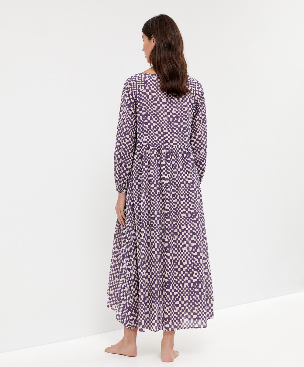 Oysho Printed 100% Bomull Tunic Kjoler Dyp Lilla | DKLV84361