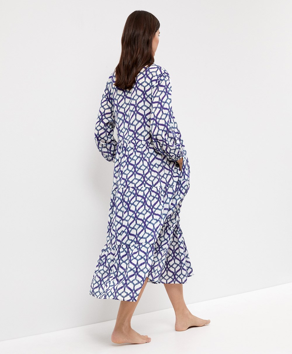 Oysho Printed 100% Bomull Tunic Kjoler Ecru | NCDK25480