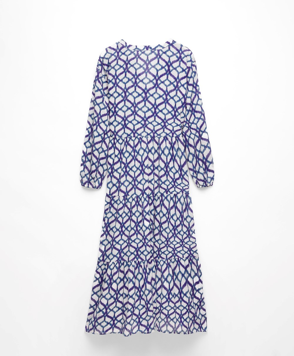 Oysho Printed 100% Bomull Tunic Kjoler Ecru | NCDK25480