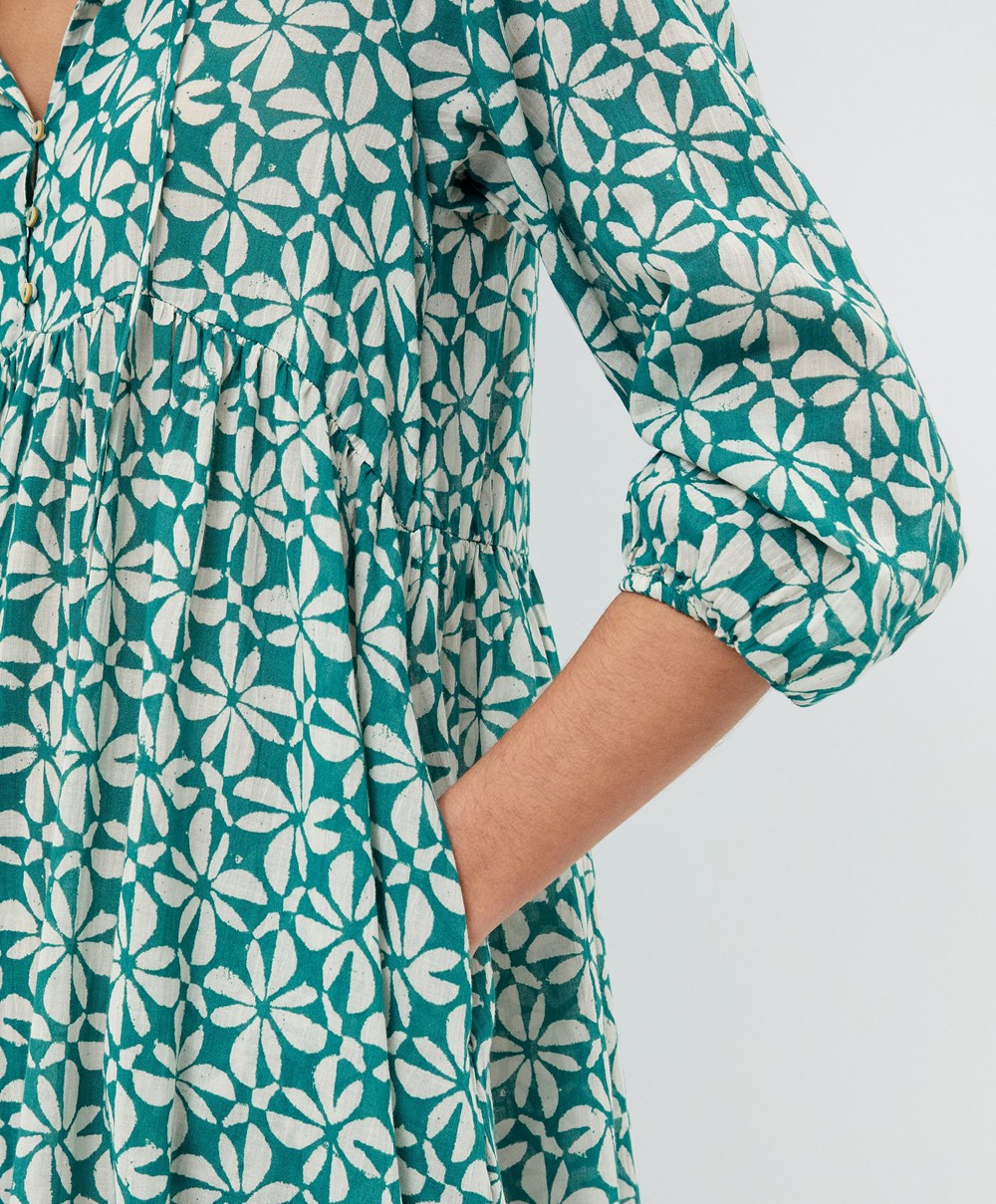 Oysho Printed 100% Bomull Tunic Kjoler Grønn | FWMK70134