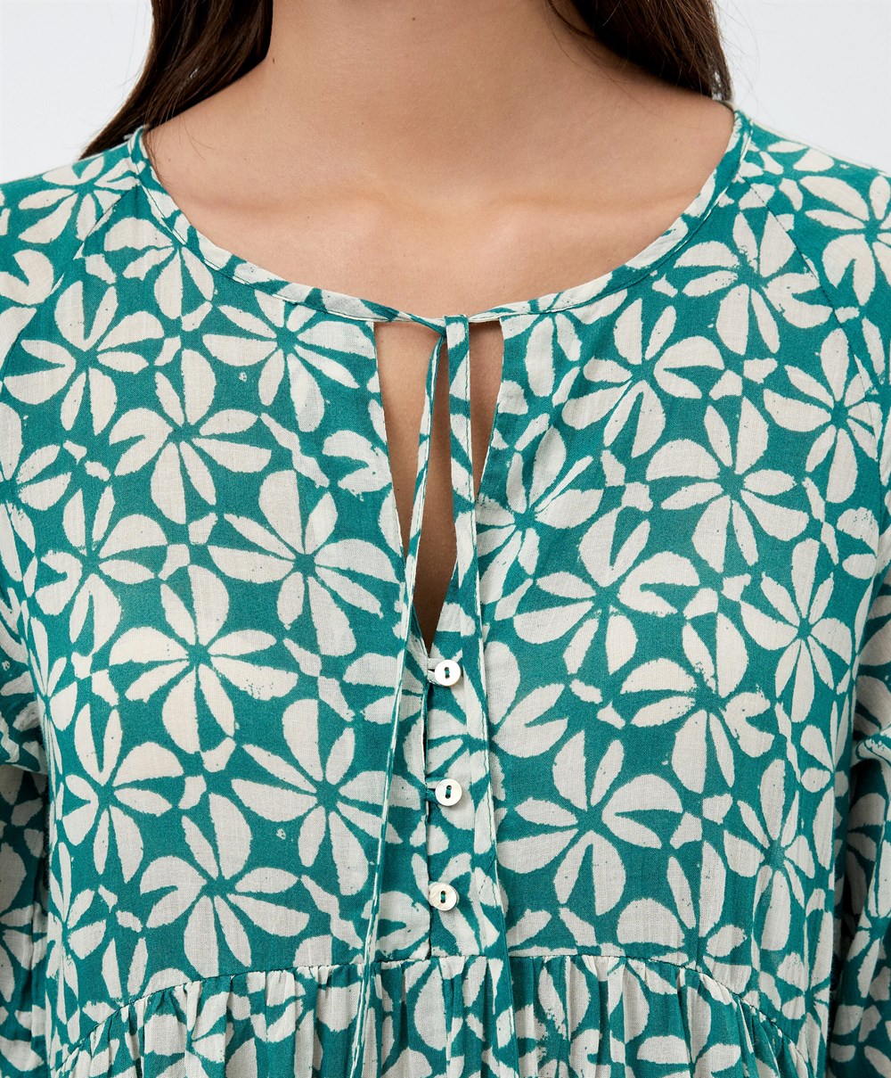 Oysho Printed 100% Bomull Tunic Kjoler Grønn | FWMK70134