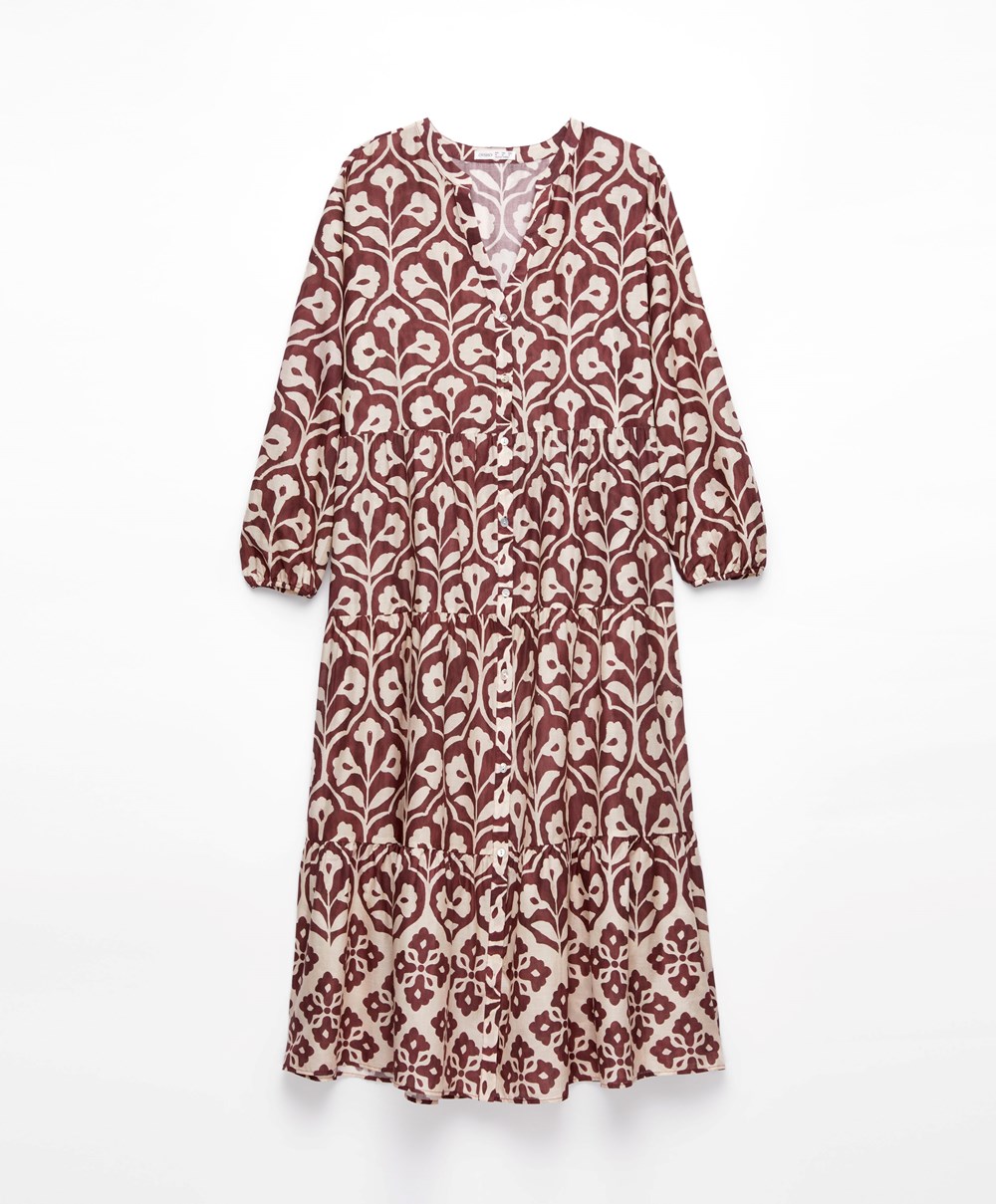 Oysho Printed 100% Bomull Tunic Kjoler Sjokolade | UGRE42109