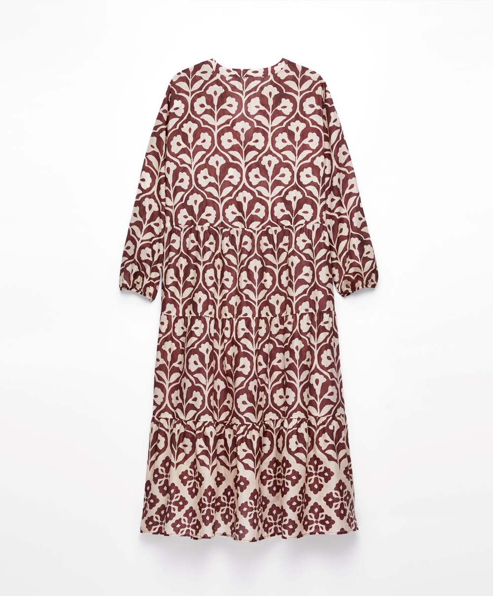 Oysho Printed 100% Bomull Tunic Kjoler Sjokolade | UGRE42109