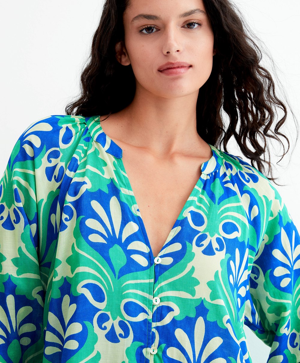 Oysho Printed Bomull Tunic Kjoler Grønn | OAXM03596