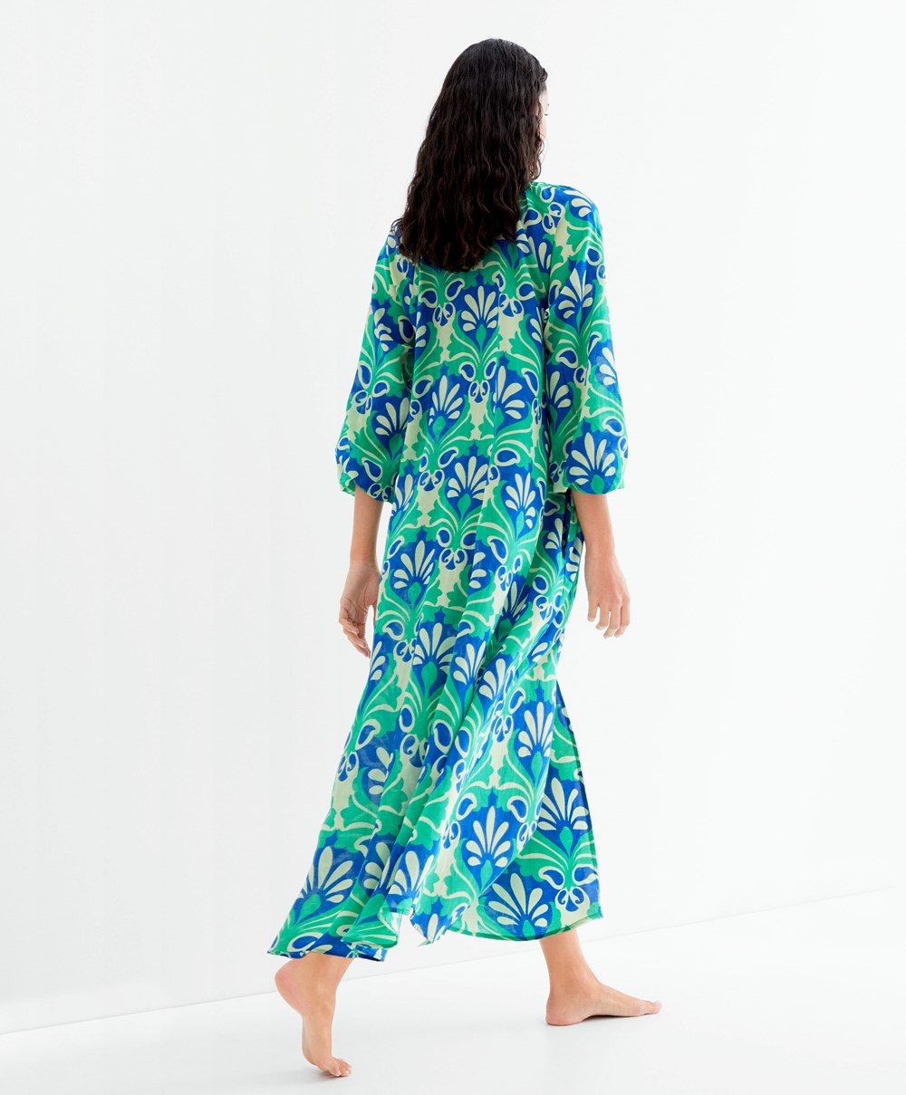 Oysho Printed Bomull Tunic Kjoler Grønn | OAXM03596