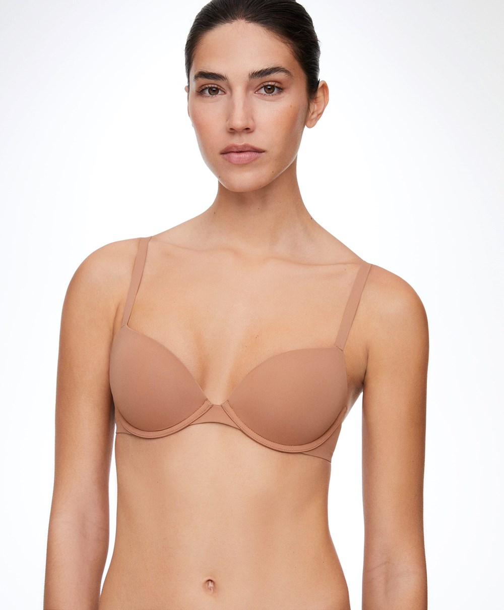 Oysho Push-up Classic Bra In Polyamide Tan | YXKQ52491