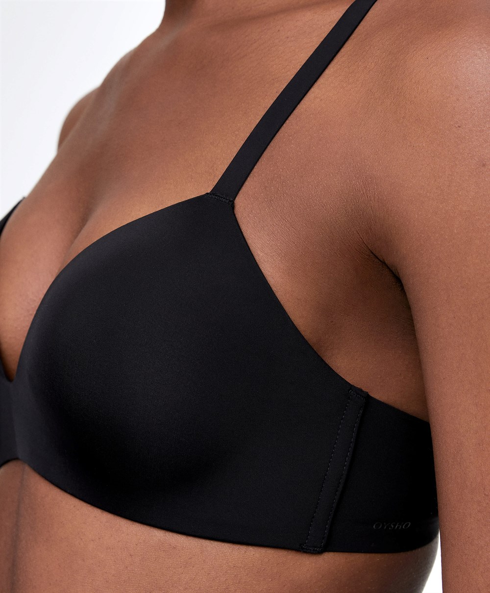 Oysho Push-up Polstret Triangle Polyamide Bra Svarte | KNXL50138